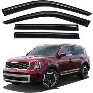 Lightronic Extra Durable Outside-Mount Auto Vent Window Visor, Fits 2020-2025 Kia Telluride, UV Protection Rain Guard, Original Wind Deflector, No-Drill Easy Install, Dark Smoke, 4-Pcs