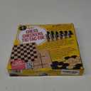 Regal Games - Reversible Wooden Board for Chess, Checkers & Tic-Tac-Toe - 24 Interlocking Wooden Checkers and 32 Standard Chess Pieces - for Age 8 to Adult for Family Fun (10,5 Inch - Reversible)