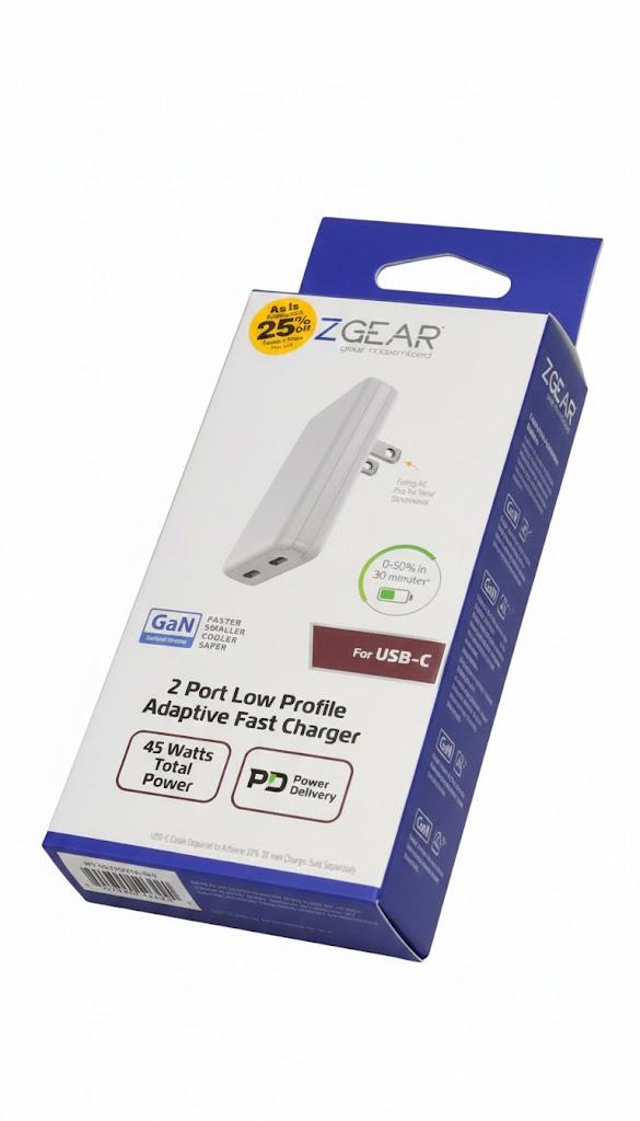 ZGEAR 2 Port Low Profile Adapter Fast Charger