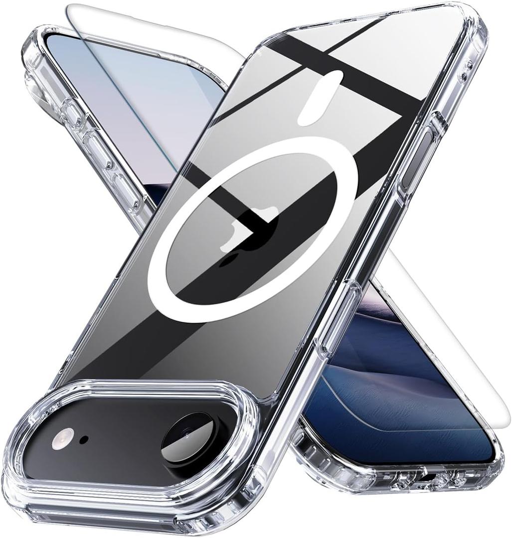 2 x Anti-Yellowing Magnetic for iPhone Air Case with 1 Screen Protector [Mil-Grade Drop Protection] [Compatible with Magsafe] Shockproof Slim Transparent Protective Phone Case, Clear