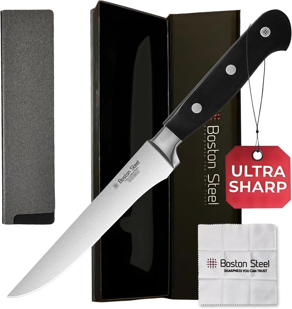 Boning Knife 6 Inch  Ultra Sharp High Carbon Stainless Steel Kitchen Knife with Comfortable Grip, Ergonomic Handle, Gifts for Women and Men, Premium Cooking Knife with Gift Box