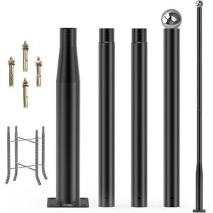 Street Light Pole 13Ft Tall, Street Lamp Post for Outdoor Lighting Fixtures with Two Types of Ground Mounting Brackets, Outdoor Light Pole for Parking Lot, Patio, Street, Backyard, Exterior House