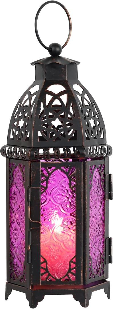 NEEDOMO Halloween Decorations,11'' Moroccan Lanterns Decorative Indoor & Outdoor, Vintage Christmas Candle Holder, Metal Lanterns Decorative, Table, Patio, Porch, Shelf, Christmas Spring Home Decor