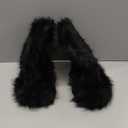 Faux Fur Boots for Women Furry Fuzzy Fluffy Boots Round Toe Mid-Calf Winter Snow Boots Comfortable Outdoor Flat Shoes (8, Black)