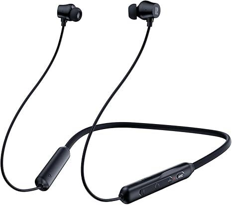 Rythflo Active Noise Cancelling Headphones, Wireless in Ear Neckband Blutooth Headphones with 3 AI Mics ENC, 60Hrs Playtime, V5.3 Multipoint Connection Magnetic Earbuds for Work/Travel/Home/Office