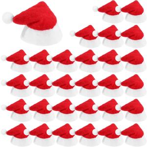 Eshylala 30 Pieces Mini Christmas Lollipop Hat Mini Christmas Santa Claus Hats Christmas Lollipop Candy Hat Mini Santa Claus Hat Cover Holiday Party Supplies (2.36 x 1) Inch