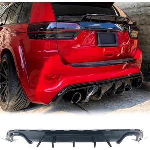 Rear Bumper Diffuser 3Pcs for Jeep Grand Cherokee SRT 2014 2015 2016 2017 2018 2019 2020 2021 Rear Lower Bumper Lip Diffuser Spoiler (Glossy Black)