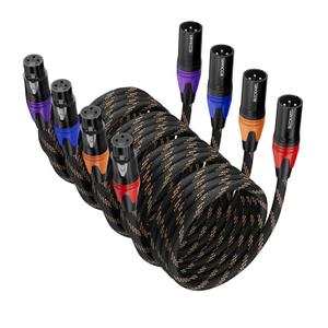 XLR Cables 50ft 4 Packs, XLR Microphone Cables, XLR Speaker Cable Male to Female Nylon Braided 3 Pins