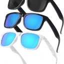 Kids Polarized Sunglasses Age 3-12 Toddler Shades for Boys Girls,Durable Sun Glasses with UV Protection (3pack-black+black/Blue+white/Blue)