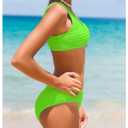 SOLY HUX Girl's V Neck Ring Linked Bikini Sets Bathing Suits Two Piece Swimsuit Green 14Y (Green)