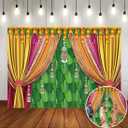 Indian Pooja Backdrop Banana Leaf Green India Traditional Religious Festival Photography Background Diwali Puja Ganpati Pooja Mehndi Wedding Party Baby Shower Decorations (7x5FT)