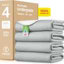 IMPROVIA Washable Underpads 34" x 36" Pack of 4 Heavy Absorbency Reusable Bedwetting Incontinence Pads for Adults, Kids, & Pets - Waterproof Protective Pad for Bed, Couch, Sofa, Floor (Gray & White)