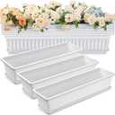6 Packs 27 Inch Window Flower Box Extra Large Window Sill Herb Garden Long Rectangle Planter Plastic Boxes Outdoor with Drainage Trays for Balcony Windowsill Patio Garden