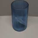Ribbed Glass Vase, Blue Glass Vase for Bouquet, Modern Vases for Flowers, Ribbed Vases for Living Room, Bathroom, Dining Table, Office, Wedding, Centerpieces, 8 Inches
