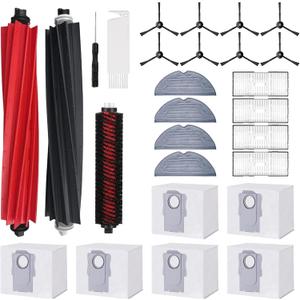 26 PCS Replacement Parts for Roborock S8 Pro Ultra Vacuum Cleaner Accessories Kit (1 Set Main Brush, 1 Self-Rolling Brush, 4 HEPA Filters, 8 Side Brushes, 4 Mop Cloth Pads, 6 Dust Bags, 2 Tools)