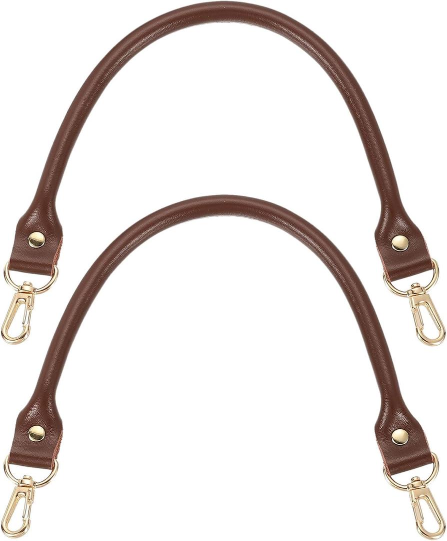 uxcell Leather Purse Strap, 2Pcs 400mm/15.75" Cowhide Purse Replacement Handle for Women's Handbag Underarm Bag Tote (Dark Brown)
