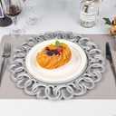 MAONAME 13" Silver Charger Plates Set of 6, Mirror Charger for Dinner Plates, Plastic Plate Chargers with Entwined Swirl Rim, Round Chargers for Table Setting, Wedding