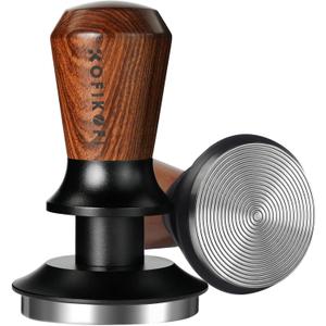 53.3mm Espresso Tamper, Coffee Tamper with Stainless Steel Ripple Base, Barista Espresso Coffee Tamper with 30lbs Spring Loaded and Rosewood Handle Fits for Breville Series 54mm Portafilter
