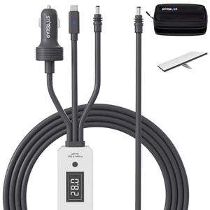 Starlink Mini Cable 10FT/3M, 3 in 1 Cable with Digital Voltage Display & On/Off Switch, 16AWG USB-C/Cigarette Lighter Car Adapter/DC to DC Starlink Mini Power Cable, Work with 140W+ PD Supply