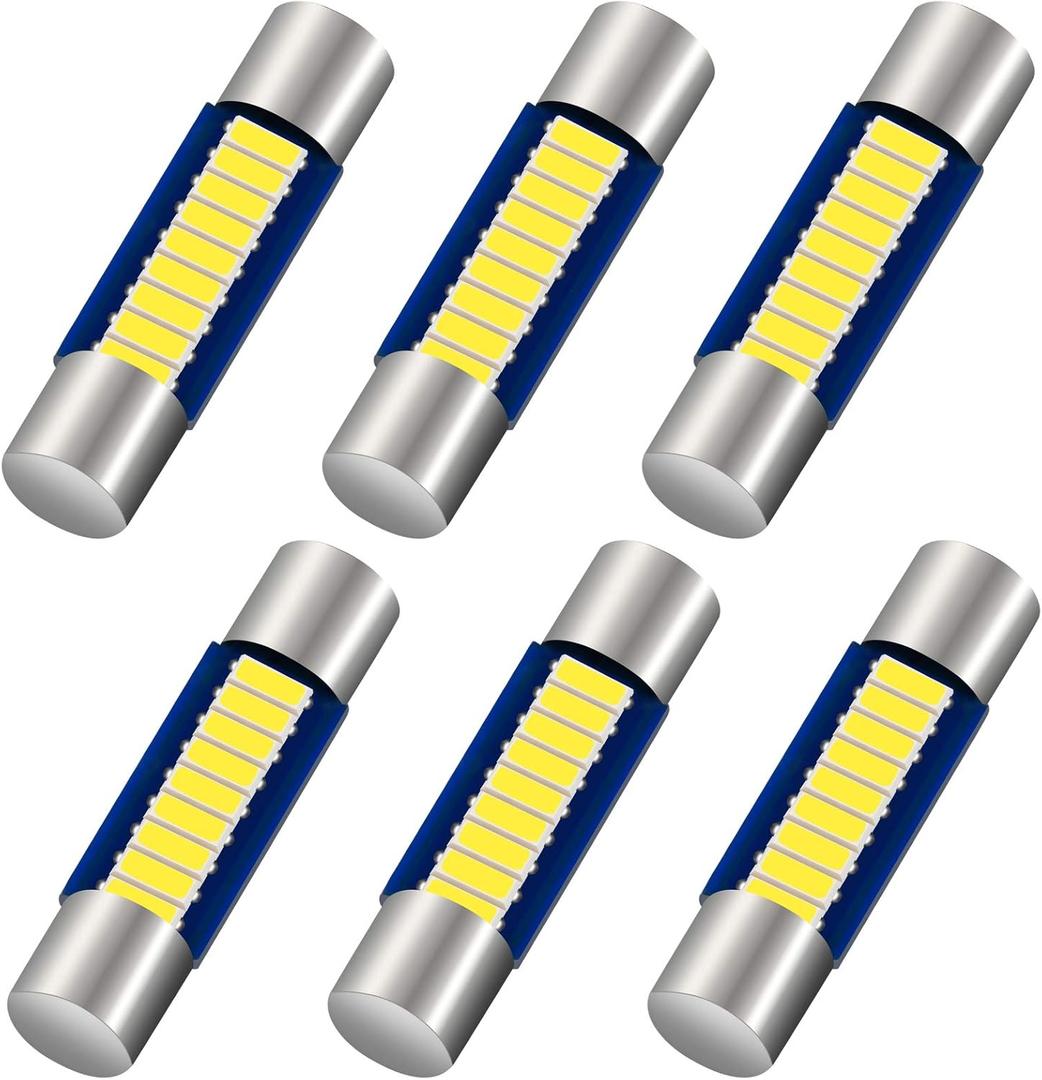 6PCS 28mm 29mm 6614F Festoon LED Car Bulb, Extremely Bright 9-SMD 4014 chips 6641 6612F LED Bulb, Fit for Vanity Mirror Lights and Sun Visor Lights, 6000k White