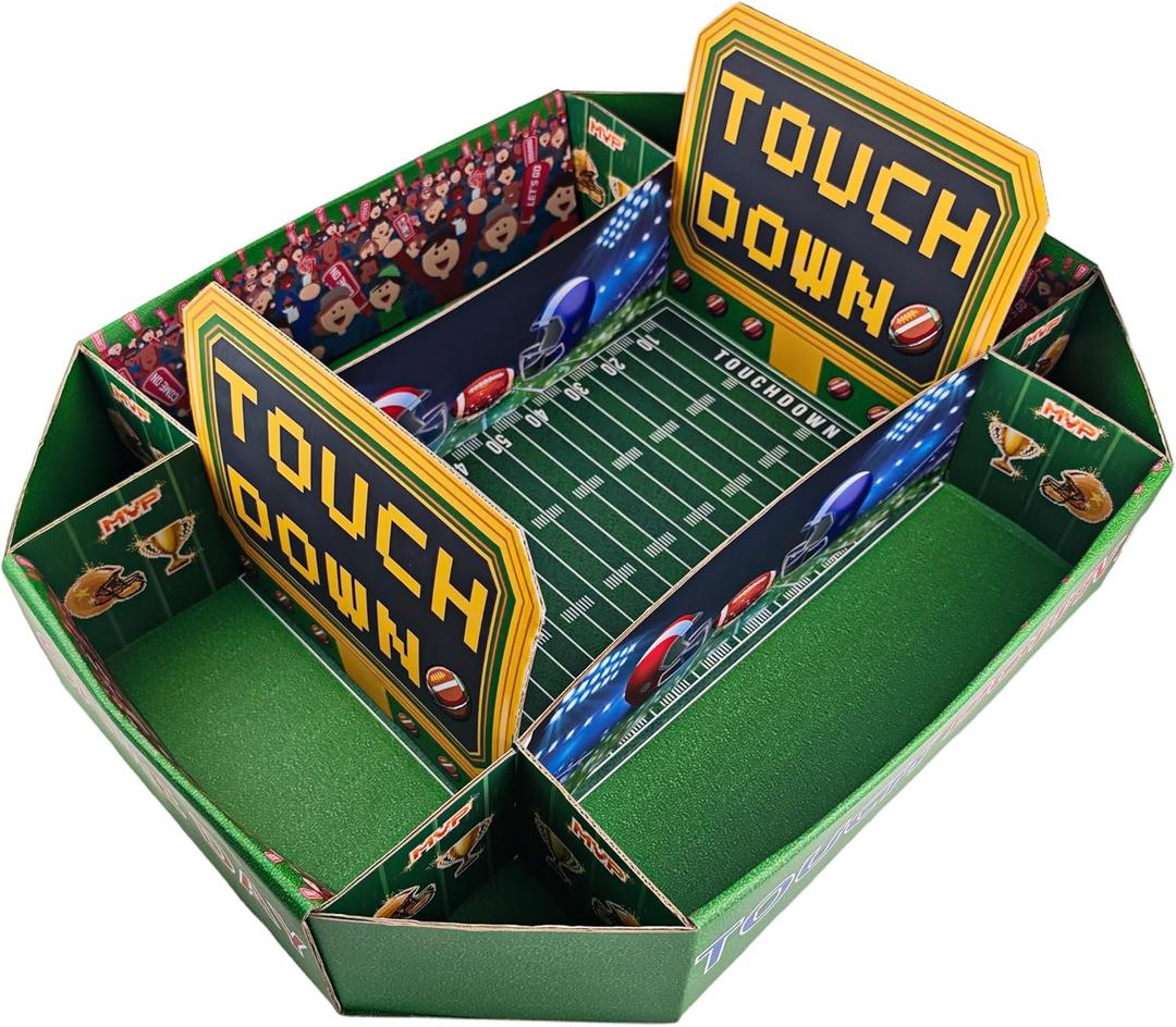 Football Party Decorations - Super Game Bowl Party Decorations 2026 - Football Food Tray Set | Stadium Snack Display Tray for Football Party Supplies Favors Decorations - Game Day Themed Birthday Food Plates Decor