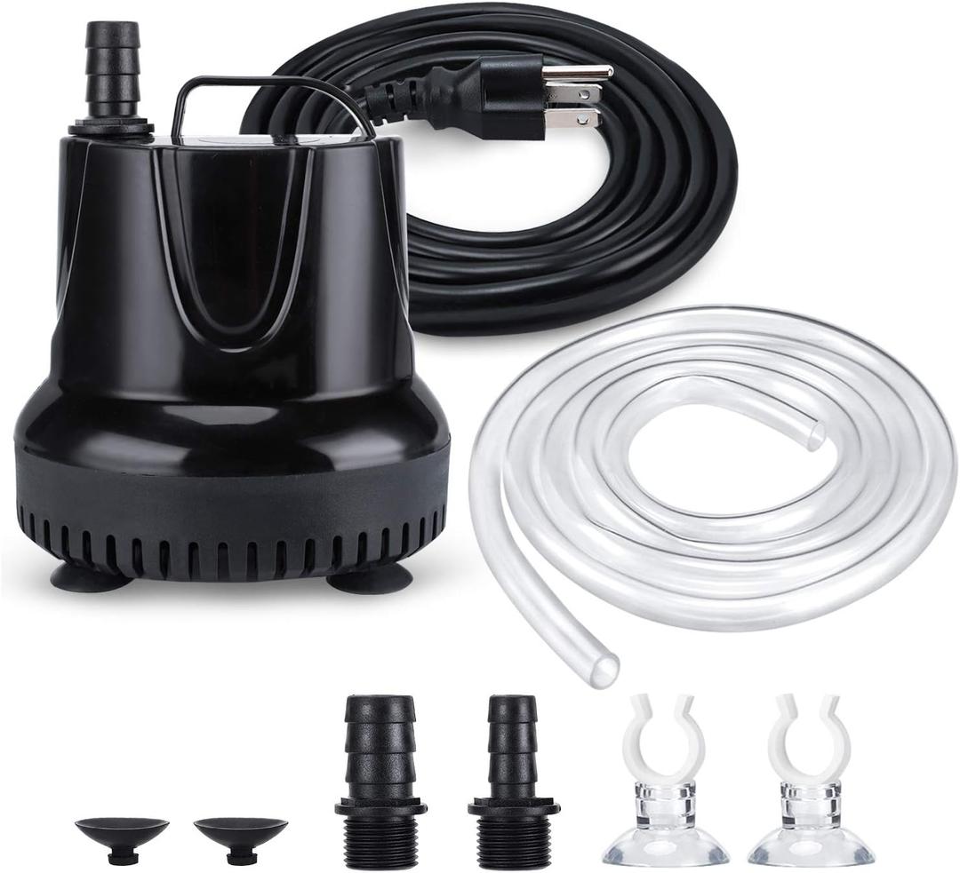 CWKJ Fountain Pump, 550GPH (40W 2200L/H) Submersible Water Pump, Durable Outdoor Fountain Water Pump with 6.5ft Tubing (ID x 1/2-Inch) for Aquarium, Pond, Fish Tank, Water Pump Hydroponics, Backyard