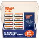 Dollar Shave Club | 6 Blade Razor Refills (8 Pack) | 6 Stainless Steel Blades for a Close & Comfortable Shave, 1 One Wipe Charlies