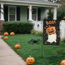3 x Halloween Garden Flag,12x18 Double Sided Halloween Flags for Outside, with 2 Different Designs Front and Back,Small Burlap Flags for Yard and Garden Decor