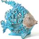 VVGIFTS Beach Coastal Decor Coral Reef Angelfish Home Office Desk Decor Sculpture Statue for Tabletop Shelf Bathroom Decoration Ornament Gift (Turquoise and Blue)