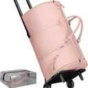 Ytonet Rolling Garment Bags for Travel, Convertible Carry On PU Leather Travel Bag 2.0 Roller Edition, 3 in 1 Suit Garment Duffle Bag with Wheels and Shoe Pouch for Business Wedding Overnight, Pink
