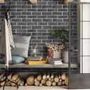 HeloHo 17.7" X 394" Grey Brick Wallpaper Peel and Stick Self-Adhesive Removable 3D Textured Wall Paper for Kitchen Backsplash Living Room Bedroom Decor