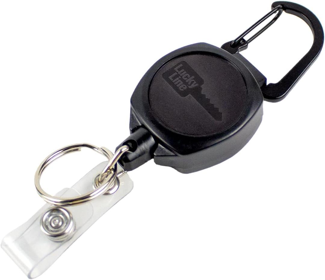 Lucky Line Key-Bak Sidekick Retractable Clip On Badge Holder (43461), Black