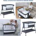 ANGELBLISS Baby Bassinet Bedside Crib with Storage Basket and Wheels, Easy Folding Bed Side Sleeper Adjustable Height Portable Crib for Newborn