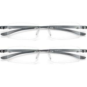Bhigh 2 Pack Reading Glasses Blue Light Reading Glasses men's reading glasses for women Frameless Computer Reading Glasses
