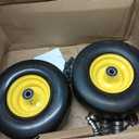 AR-PRO (2-Pack) 13x6.50-6 Flat Free Tire and Wheel, Replacement Solid Smooth Tires for Zero Turn Riding Lawn Mower Front Wheels, 5.5"-7.8" Centered Hub, 3/4" Bearings extra 5/8" & 1/2" Bushings