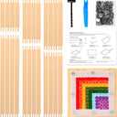 HANGOOGER 24 Pcs Needlepoint Stretcher Bars for Needlework 6 Sizes (6, 8, 10, 12, 14, 16 inch) with 100 Tacks 21 Sets Canvas Stretcher Bars for Embroidery Cross Stitch Frame, Gift for Craft Lovers.