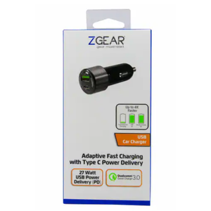ZGear Adaptive Fast Charge Car Charger 30 Watts