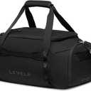 LEVEL8 Travel Duffle Bag Carry on Airline Approved, Water Resistant Sport Duffle, Weekender Bag for Men and Women, Black, 30L