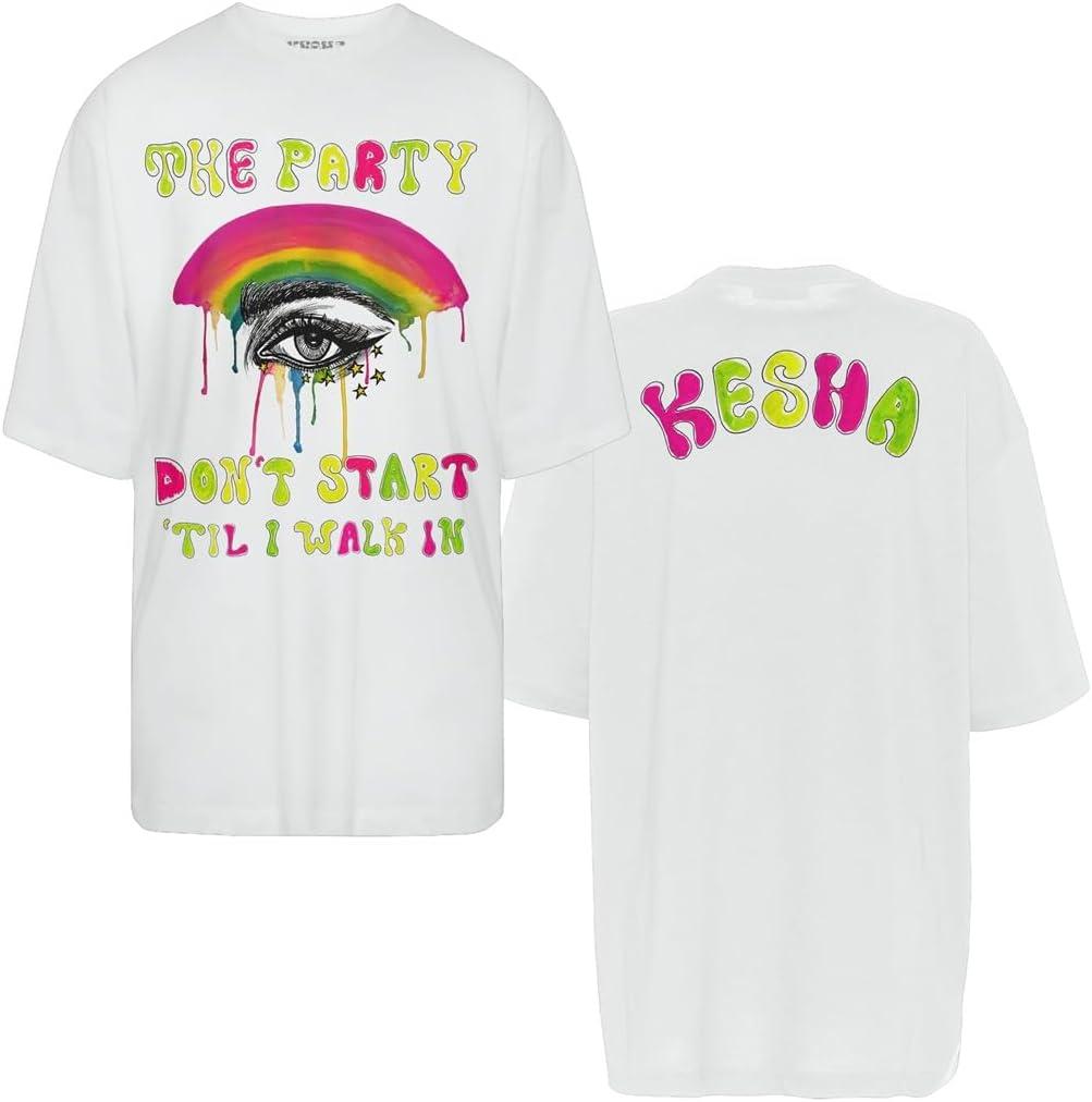 Kesha Unisex Adult Kesha Official Merch TIK Tok T-Shirt (White, M)