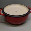 Lodge 4.5 Quart Enameled Cast Iron Dutch Oven with Lid  Dual Handles  Oven Safe up to 500 F or on Stovetop - Use to Marinate, Cook, Bake, Refrigerate and Serve  Island Spice Red