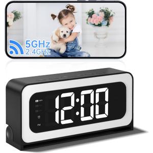 Hidden Camera Clock 2K,5G&2.4G WiFi Clock Camera Wireless Indoor Camera for Home Security,Nanny Cam with Alarm Two-Way Talk,Color Night Vision & Motion Detection,Local SD Recording/Replay (Black+ white)