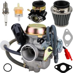 150cc gy6 carburetor for 4 Stroke Engines 125cc 150cc 152QMJ 157QMI PD24J 24mm for Motorcycle Scooter ATV Go Kart with Electric Choke Intake Manifold