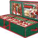 3 x ZOBER Gift Wrapping Paper Organizer Storage - 40" Gift Wrap Storage Containers with Interior Pockets for Bows, Tags & Ribbons - Wrapping Paper Holder, Waterproof, Fits 24 Standard Rolls, Green