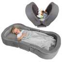 ENITYA Toddler Travel Bed, Folding Floor Cot for Travel, Portable Kids Bed for Sleeping, Washable Toddler Cot for Children 18M  5yr Old, Grey (54 x 28.8 x 6.6 Inch)
