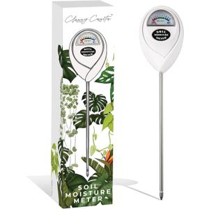 Classy Casita Soil Moisture Meter - Hygrometer Sensor Tool for Indoor and Outdoor Plants - Monitoring Water Levels in Soil House, Gardening, Farm, Lawn, Potted Care - No Batteries Required - White