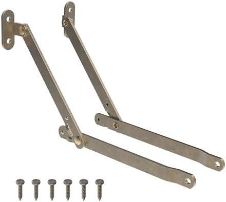 Heavy Duty Antique Brass Plated Lid Stay - One Pair - Lid Support Hinges for Drop Front Desk, Trunk, Chest - SH2-SAB