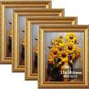 Splinterix 11x14 Picture Frames Gold Vintage, Matted to 8x10 Print, 4 Pack