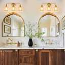 Gold Bathroom Vanity Light 3-Lights Bathroom Light Fixtures Over Mirror with Clear Glass Shade 22.4 inch Wall Sconce Lighting Bath(Exclude E26 Bulb), 3 Light with Clear Globe