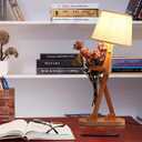 Cute Desk Lamp,Person Lamp,Robot Bedside Table Lamps for Livingroom,Unique Lamps,Home Office Decor Desk Light,Wood Arms and Legs Adjuatable,E12 Base Holder,Fabric Lampshade,Fun,Bedroom Small Floorlamp