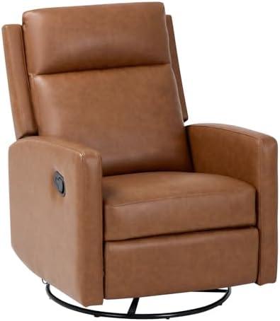 MALOL Swivel Rocking Recliner Chair, Wide PU Leather Glider Recliner with High Backrest and Footrest for Living Room, Office, Bedroom, 3.25 ft x 2.5 ft x 3.25 ft